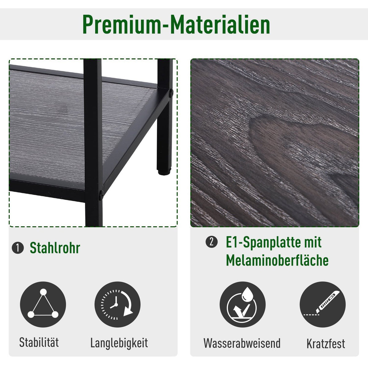 Console Table, Entrance Table, Side Table, 2 Drawers, Lower Shelf, Steel, Gray, 120 X 30 X 81.5 Cm