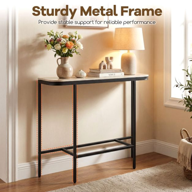 Console Table – Faux Marble Top, Metal Frame, 110x30cm