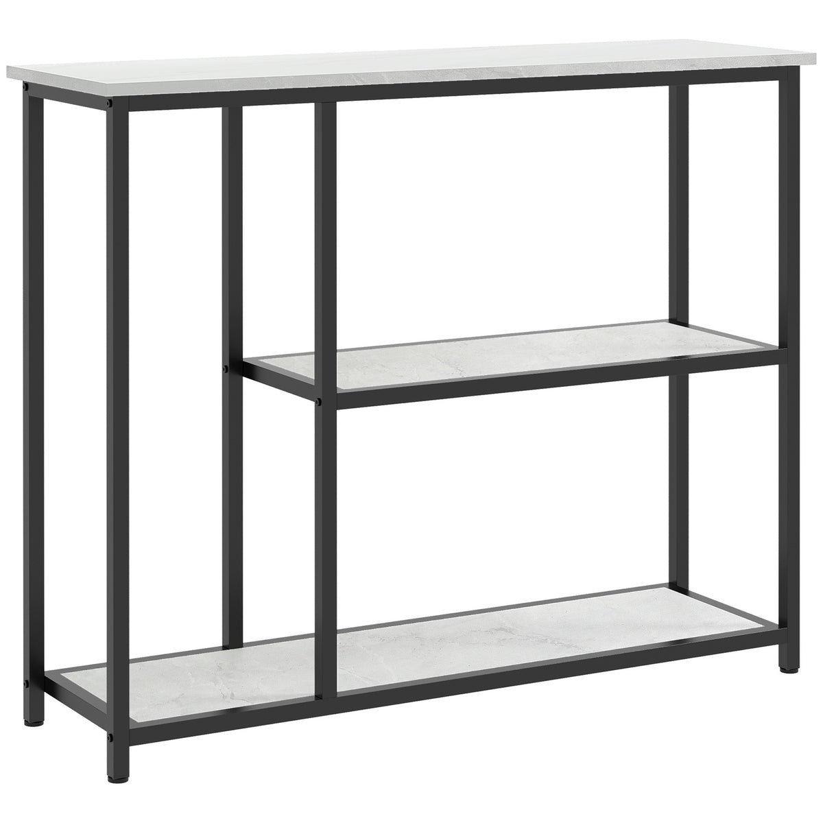 Console Table, Hall Table With 2 Levels, Standing Shelf, Side Table, Sofa Table With Anti-Tip Protection For Living Room, Hallway, Steel, White, 100 X 30 X 80 Cm