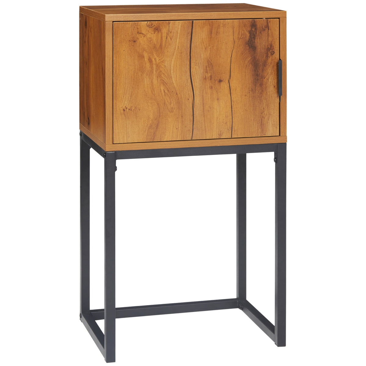 Console Table, Hallway Table With Cupboard In Industrial Design, Side Table, Steel, Natural, 40X30X76 Cm