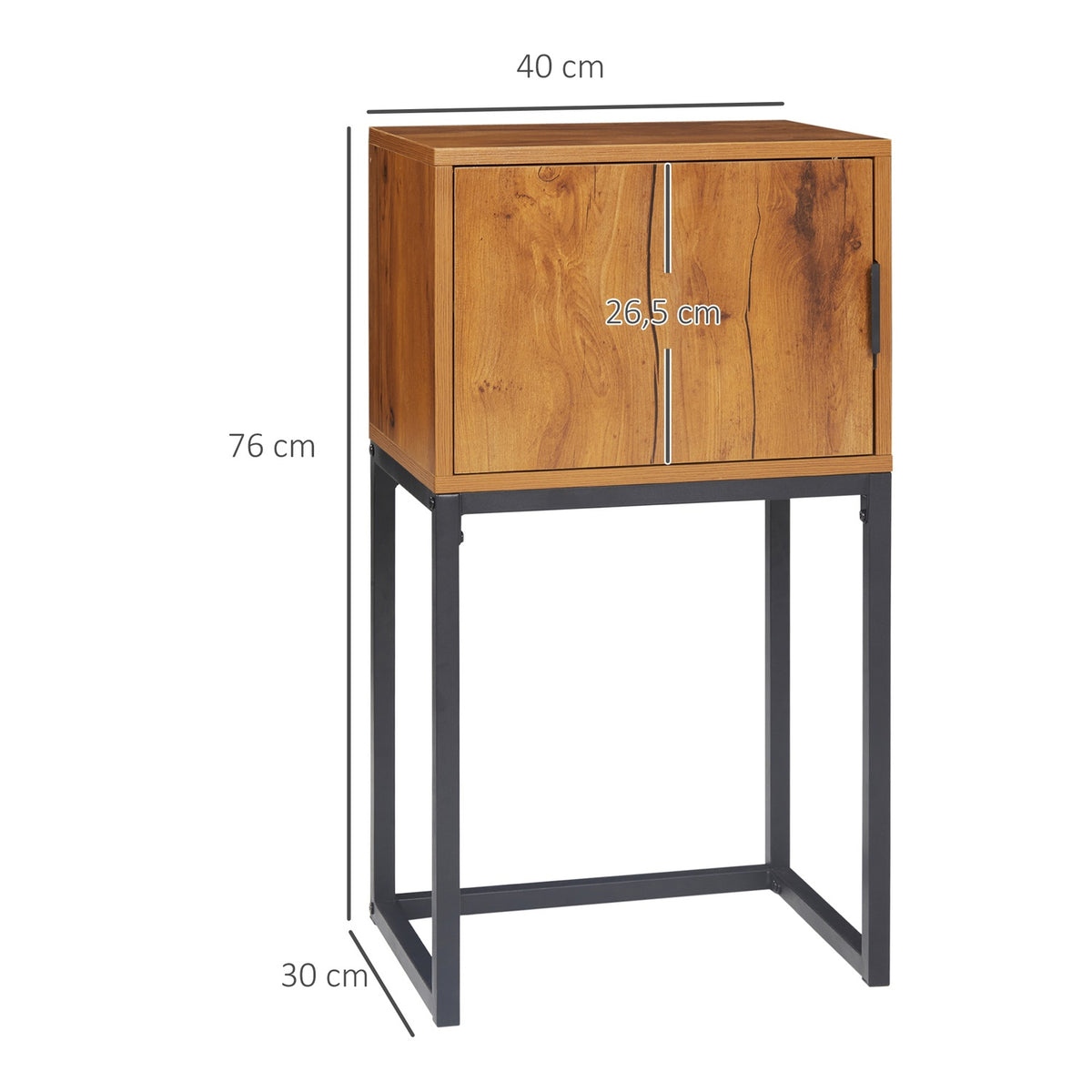 Console Table, Hallway Table With Cupboard In Industrial Design, Side Table, Steel, Natural, 40X30X76 Cm