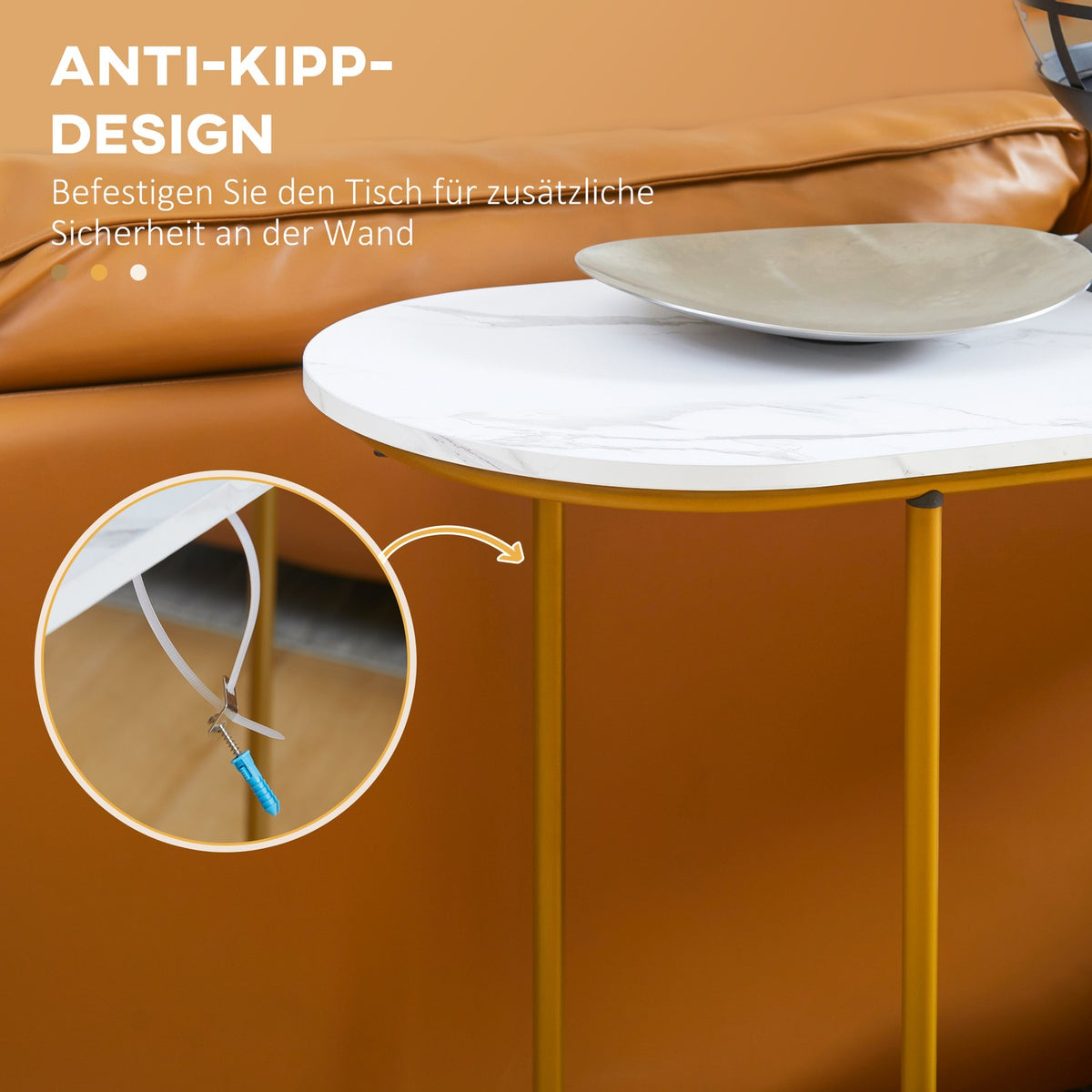 Console Table, Modern Hallway Table As A Side Table, Sofa Table, Steel, White + Gold, 120X40X75 Cm