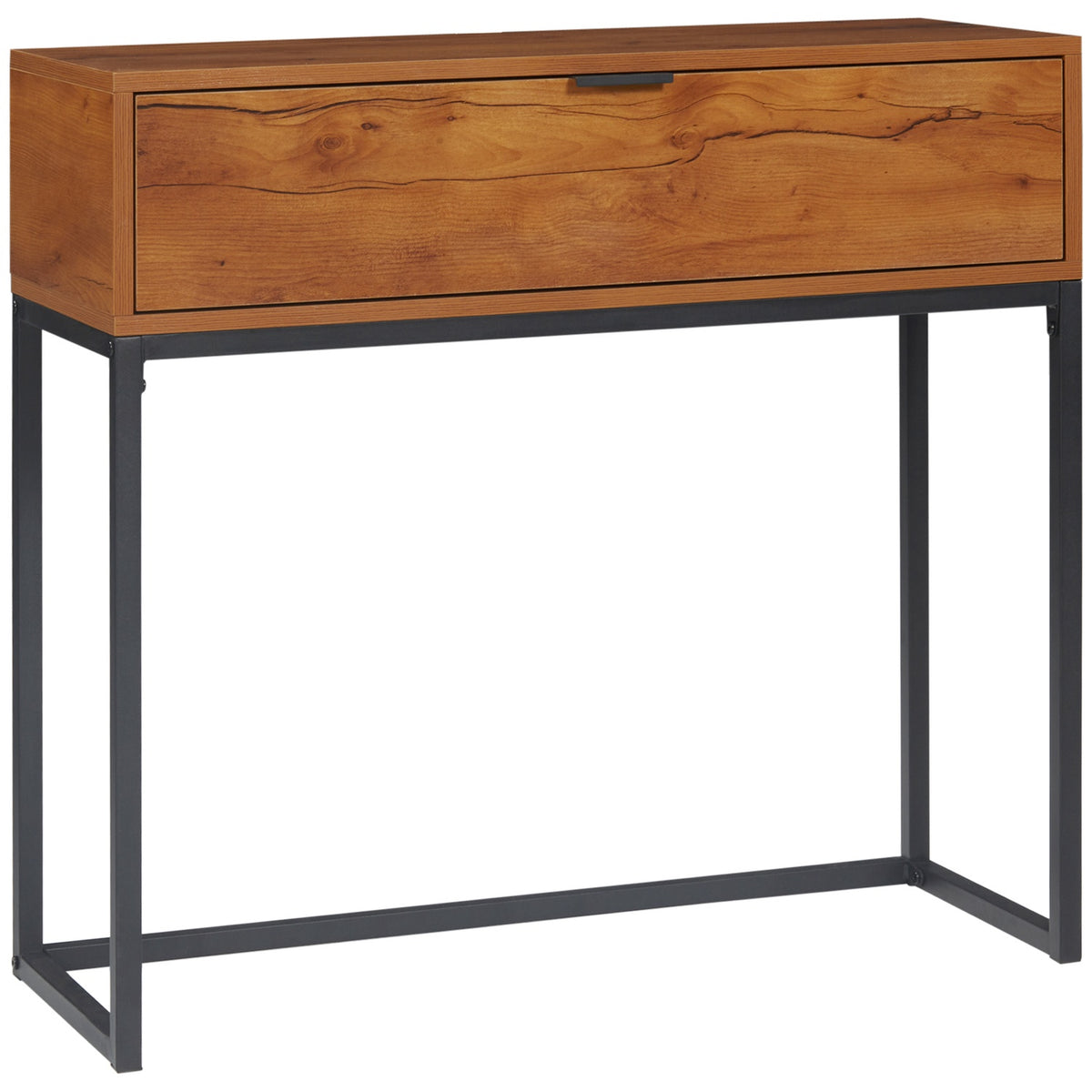 Console Table With Drawer, Sofa Table, Hall Table In Industrial Design, Side Table For Entrance, Living Room, Hallway, Steel, Natural, 80 X 30 X 76 Cm