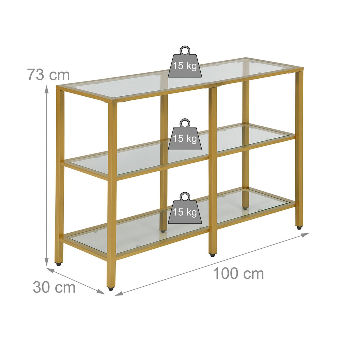 Console Table with 3 Glass Shelves – Modern Design