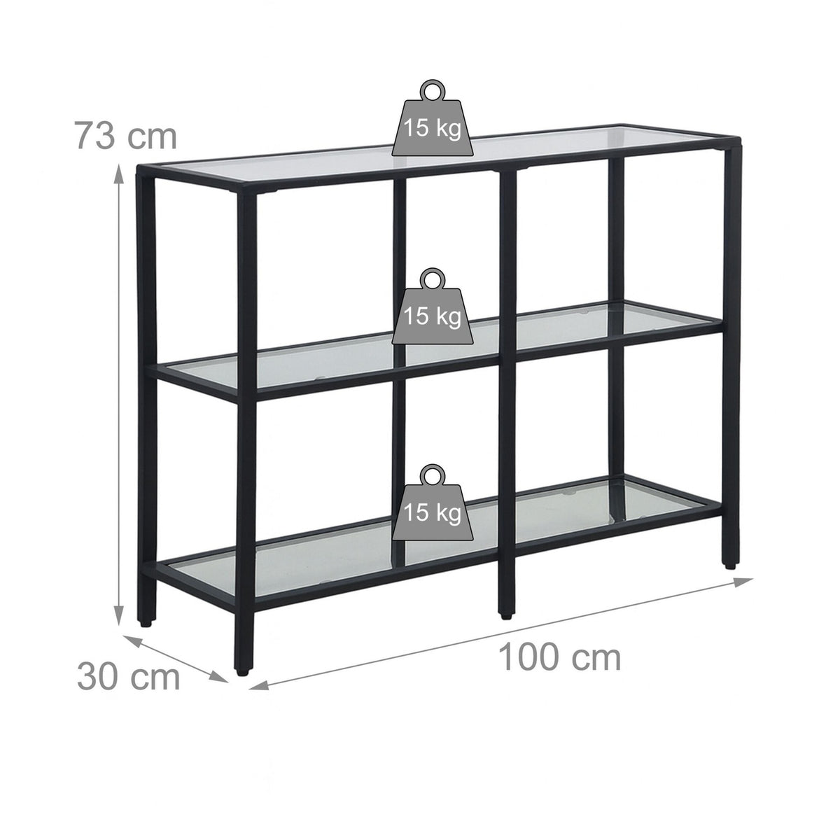 Console Table with 3 Glass Shelves – Modern Design