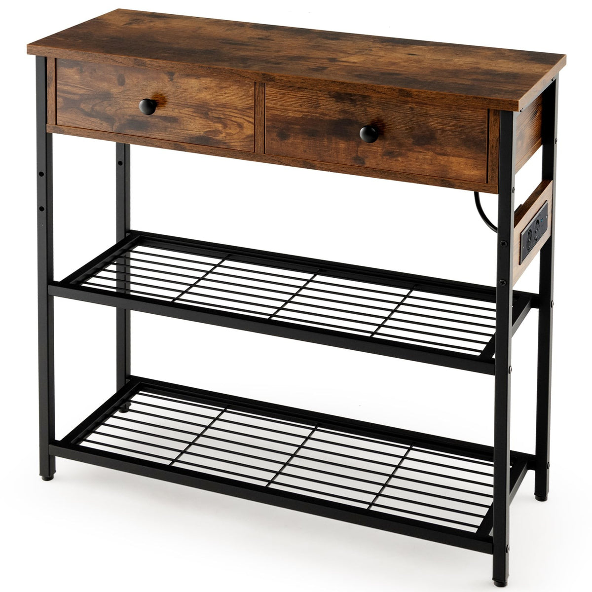 Console Table with Charging Station, 2 Drawers & USB Ports