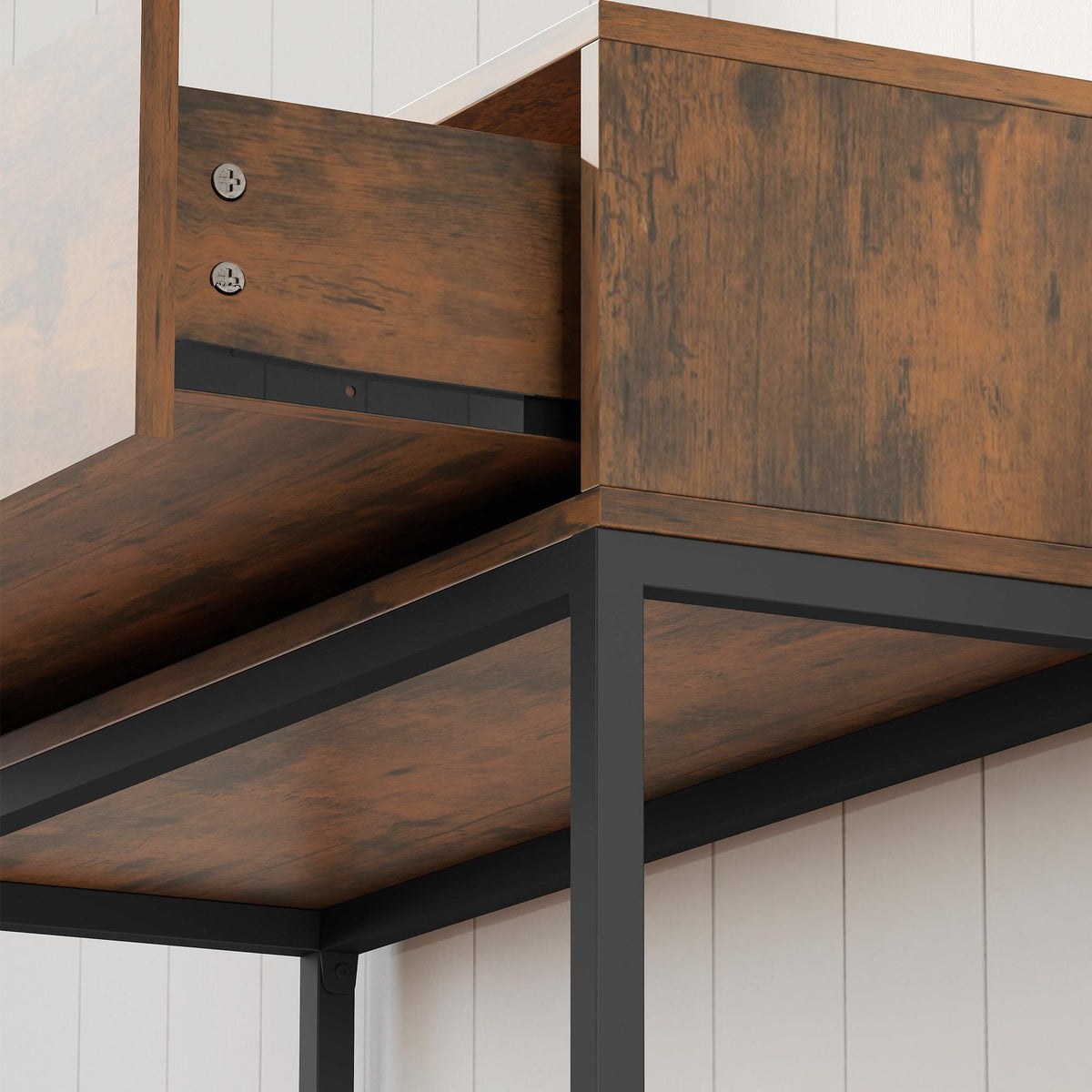 Console Table with Drawer, Industrial Design, 80x30x76 cm, Black
