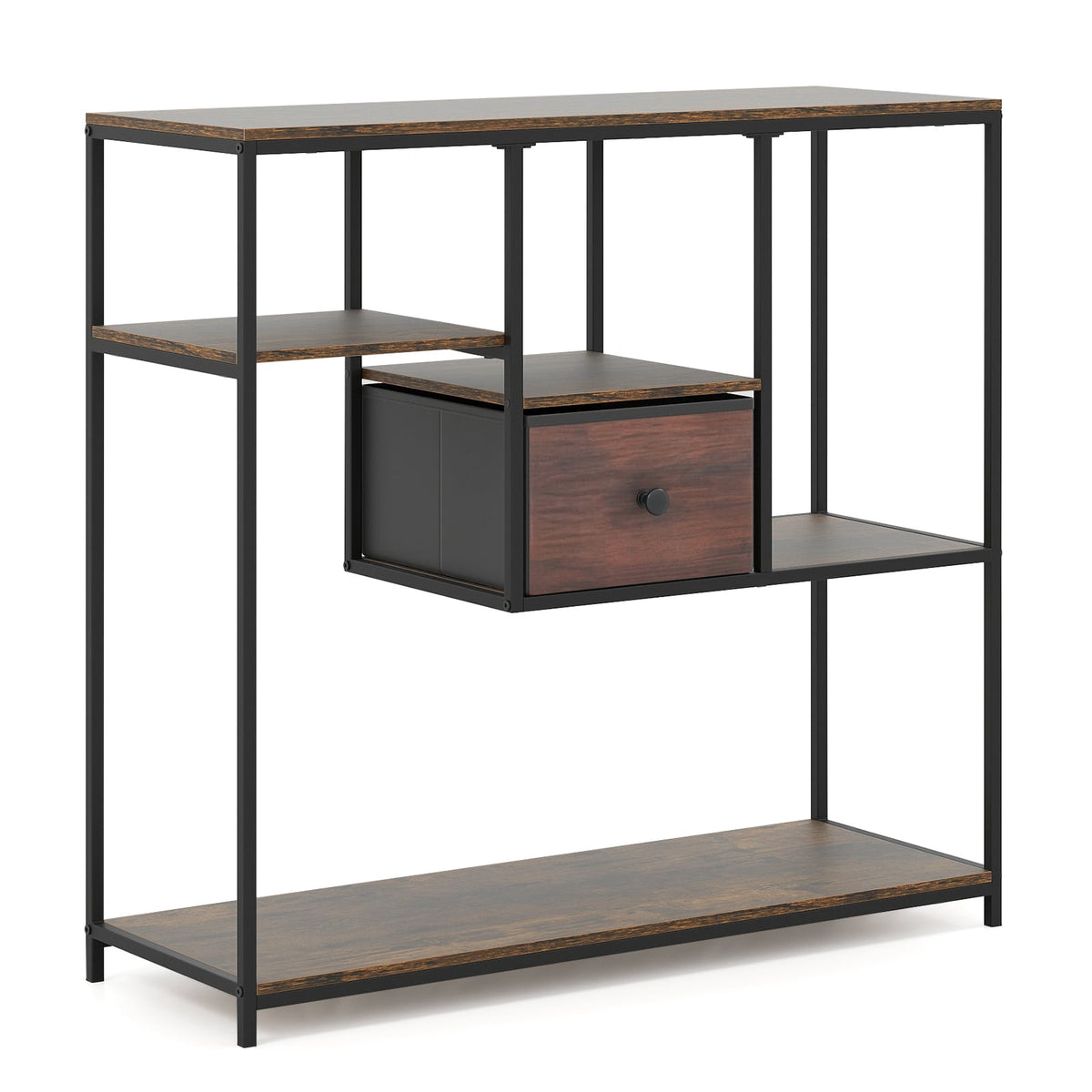 Console Table with Storage, Industrial Style, Brown
