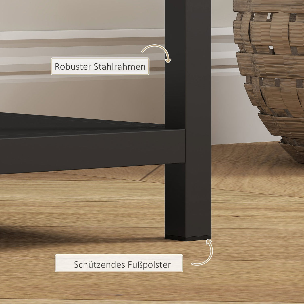 Console table, 4 levels, steel frame, for hallway, living room, black