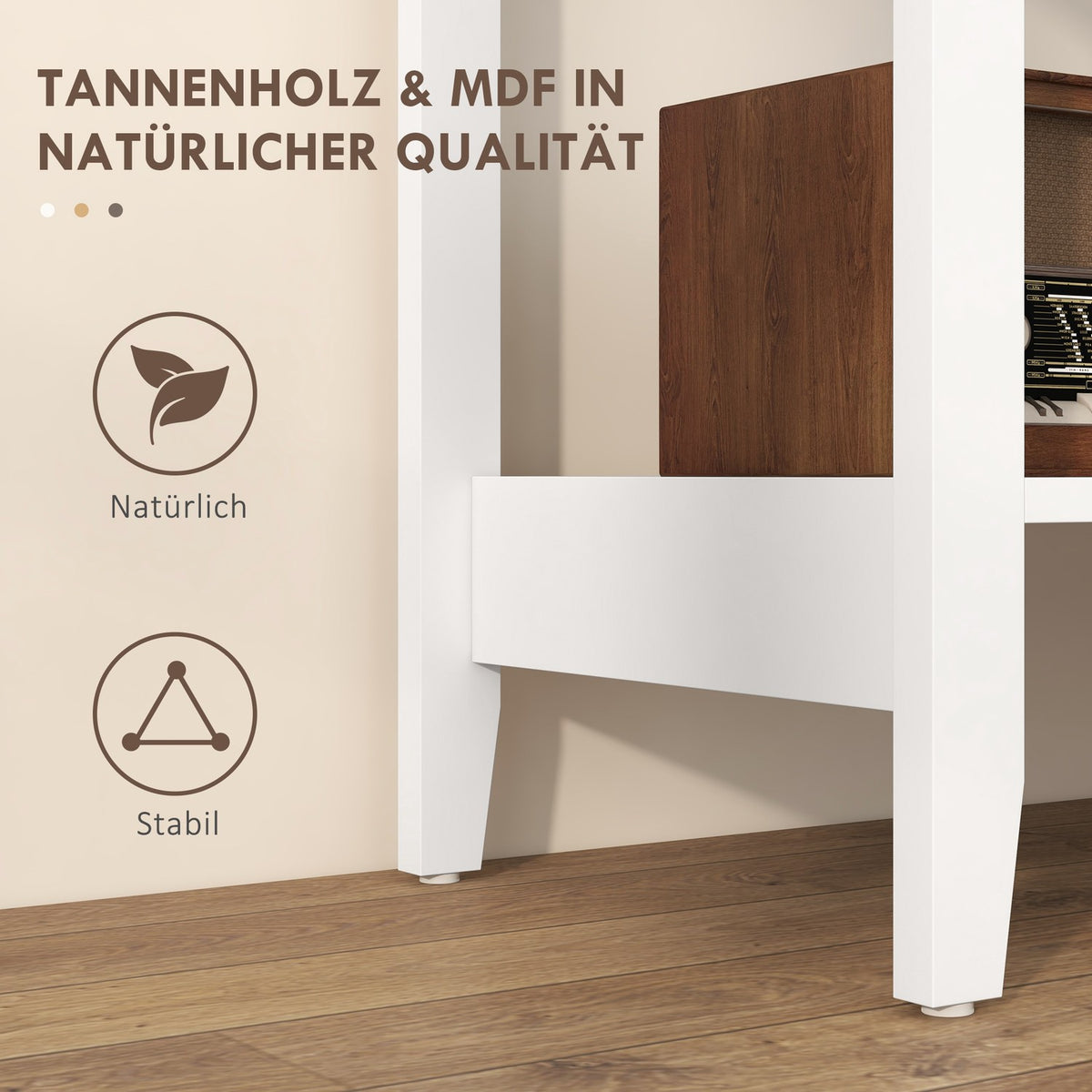 Console table, hallway table, side table with 2 drawers, sideboard entrance, solid wood 80 x 40 x 75 cm