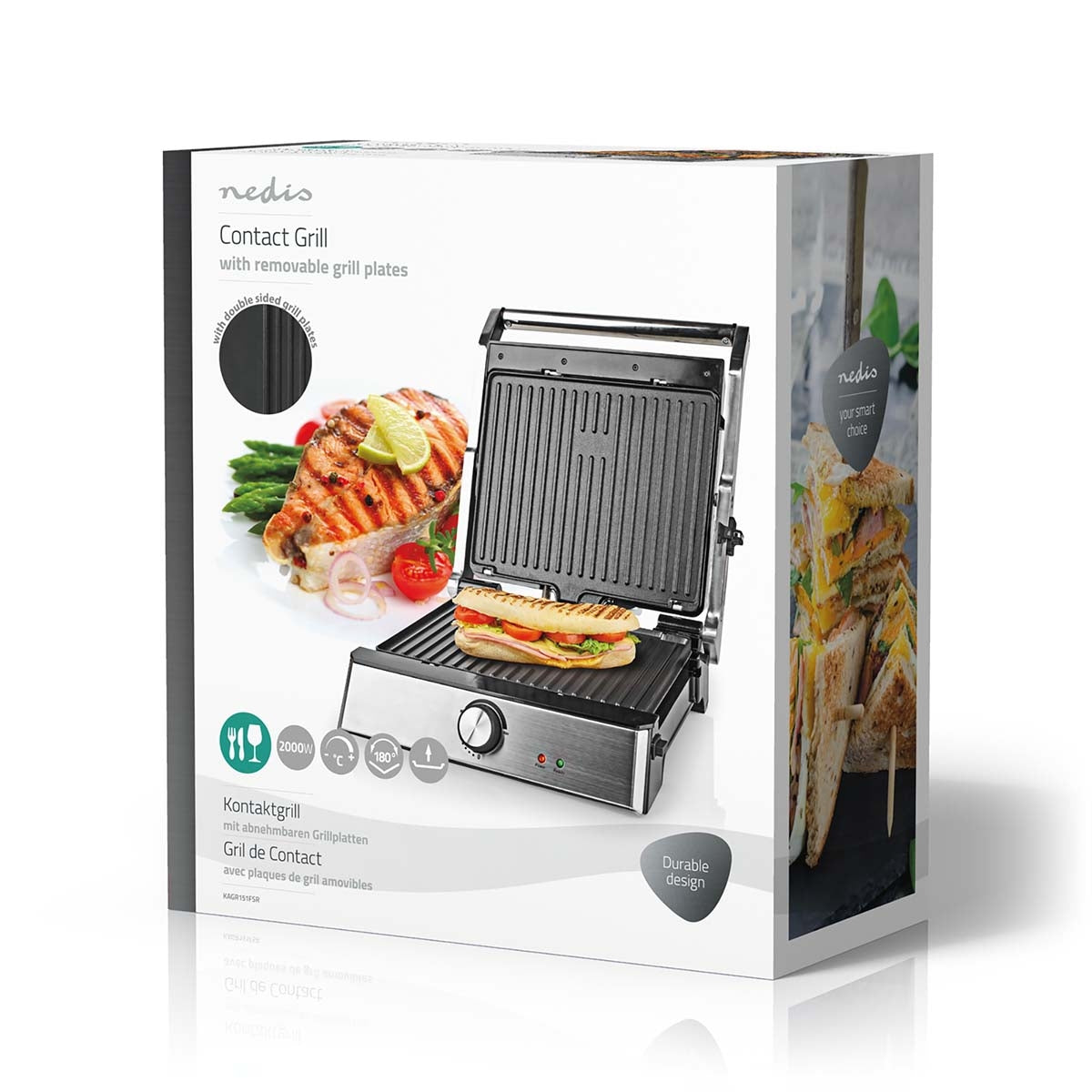Contact Grill | 2000 W | 29 x 23 cm | Adjustable temperature control | Plastic / Stainless Steel