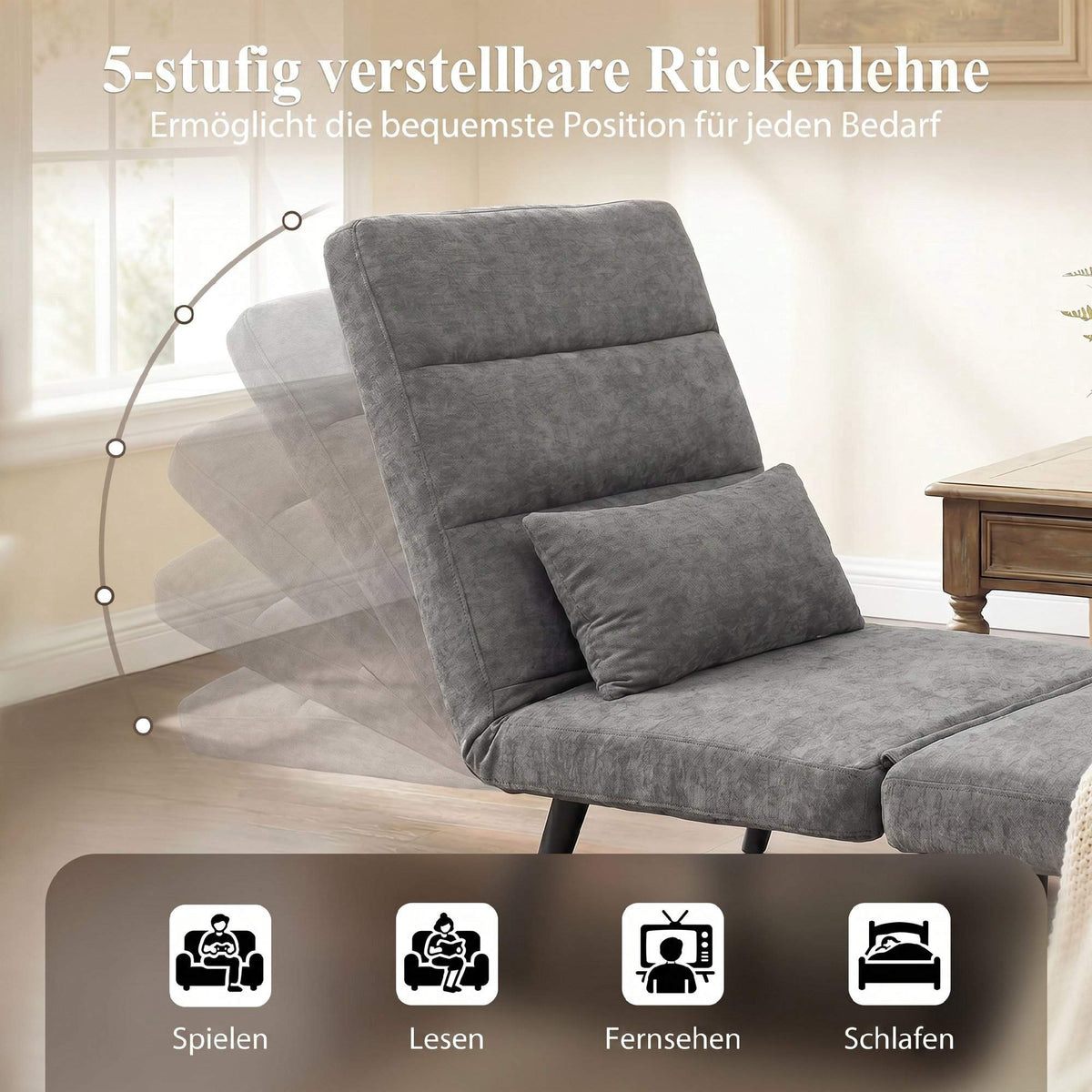 Convertible 3-in-1 Sleeper Chair with Adjustable Backrest