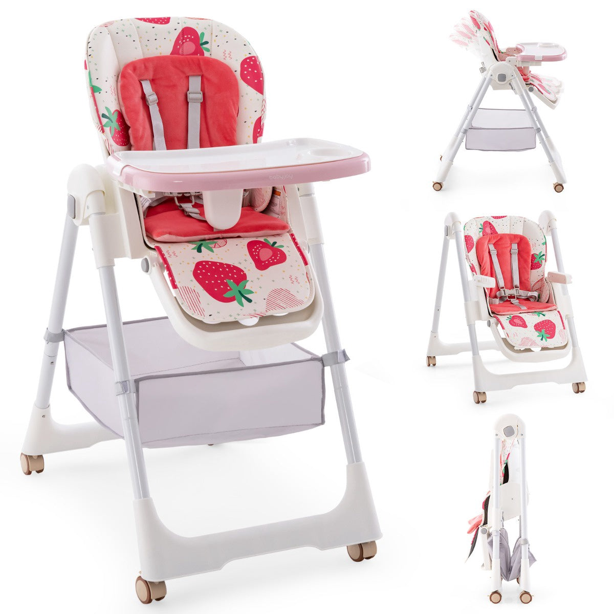 Convertible Baby High Chair, 4-in-1 Folding, Adjustable Height