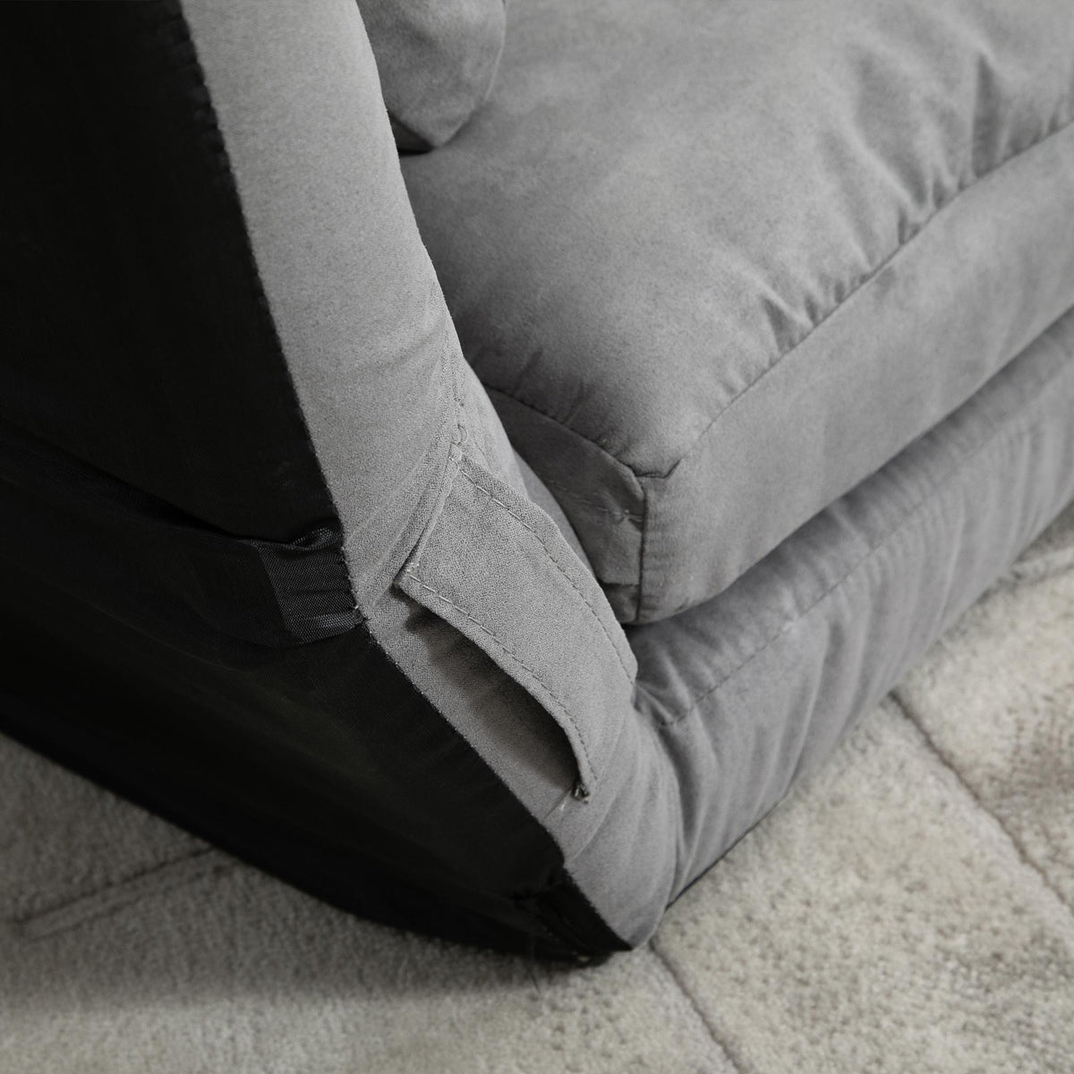 Convertible Floor Sofa Bed, Adjustable Backrest, Light Grey
