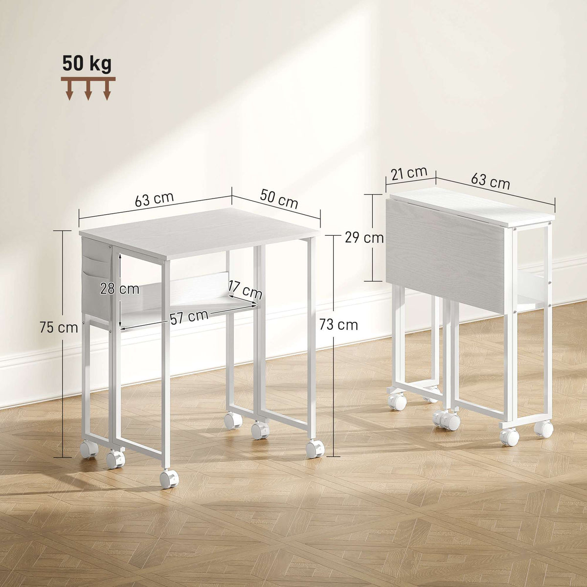 Convertible Folding Desk with Open Shelf, White