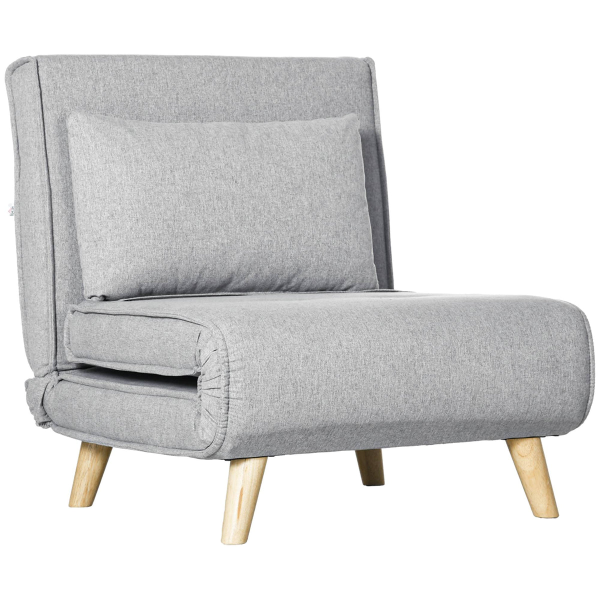 Convertible Sleeper Chair, Adjustable Backrest, Linen Look, Light Grey