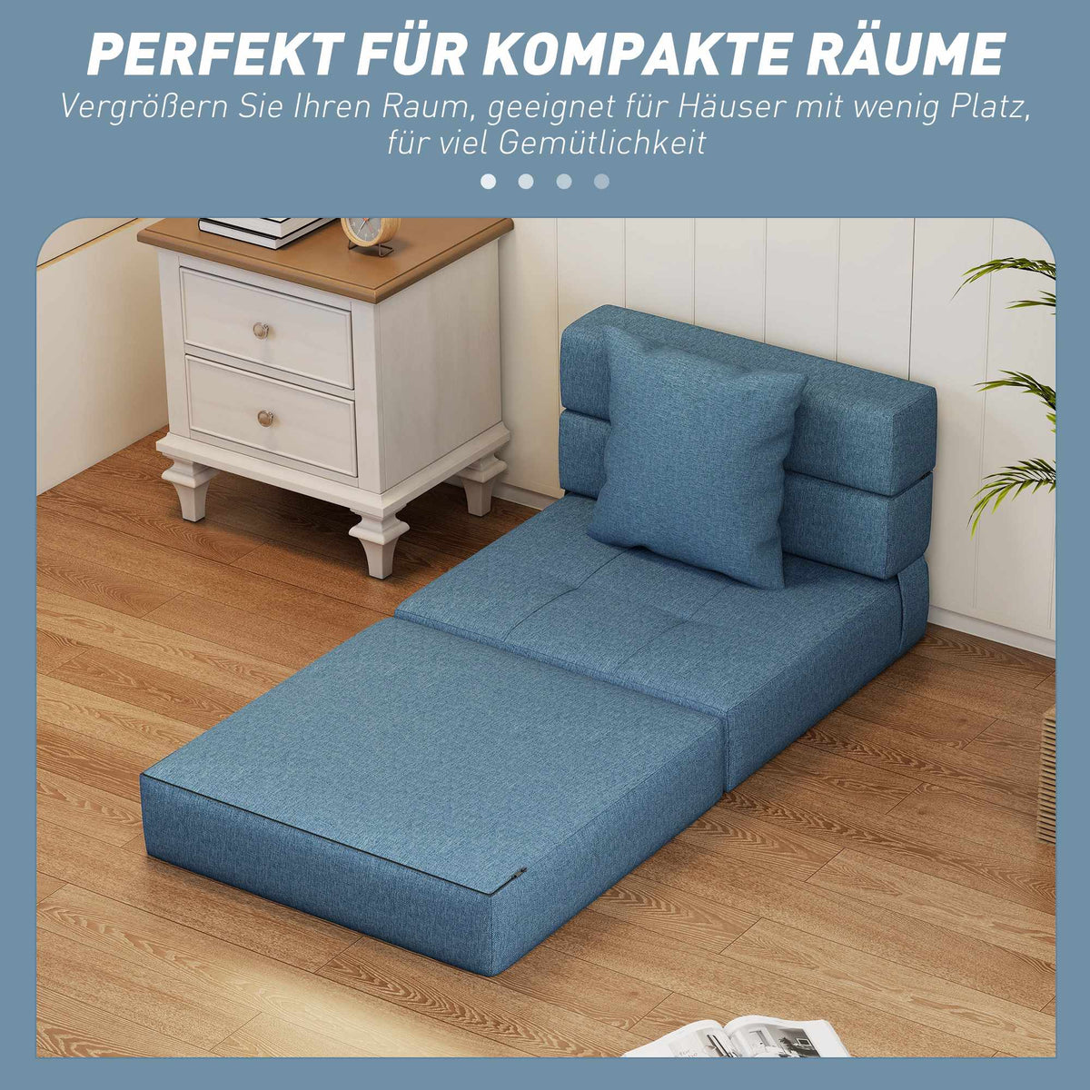 Convertible Sleeper Chair, Removable Cover, Dark Blue, 70x70x61 cm
