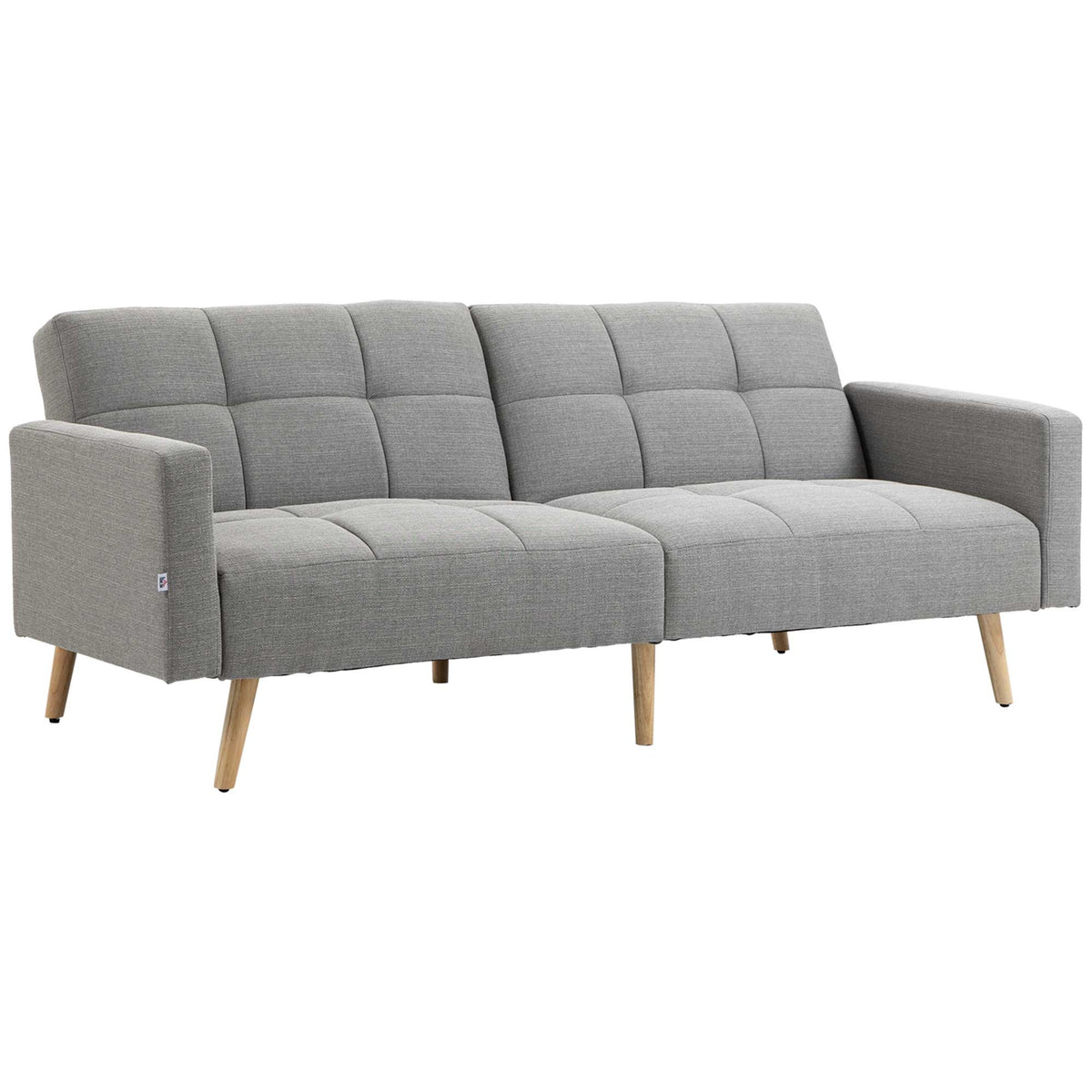 Convertible Sofa Bed, 205 x 88 cm, Linen-Look Gray