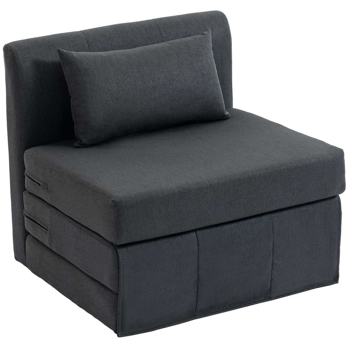 Convertible Sofa Bed Chair with Linen Texture, Dark Grey