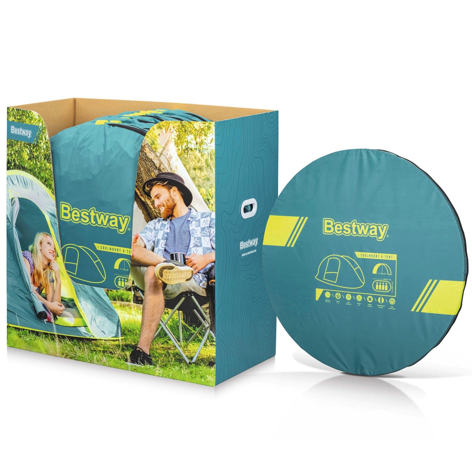 Coolmount Family Tent 4 man 2.10m x 2.40m x 1.00m