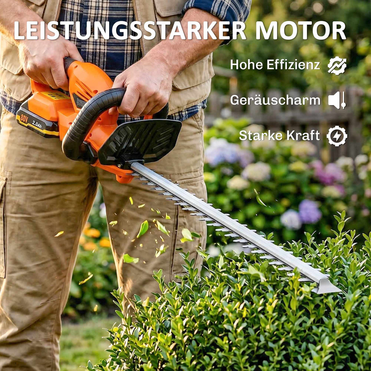 Cordless Electric Hedge Trimmer, 51cm Blade, 100W Motor