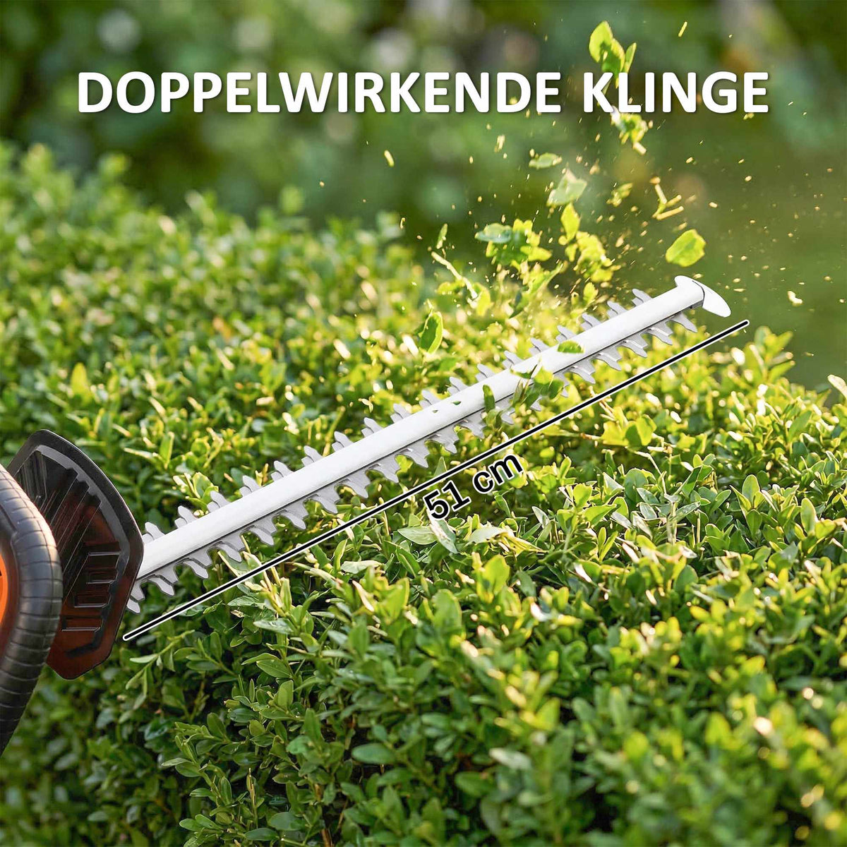 Cordless Electric Hedge Trimmer, 51cm Blade, 100W Motor