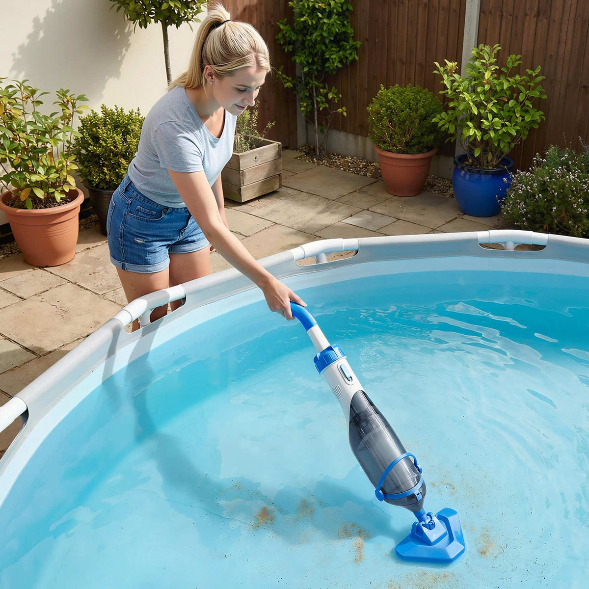 Cordless Pool Vacuum Cleaner, 40W Motor, Telescopic Pole