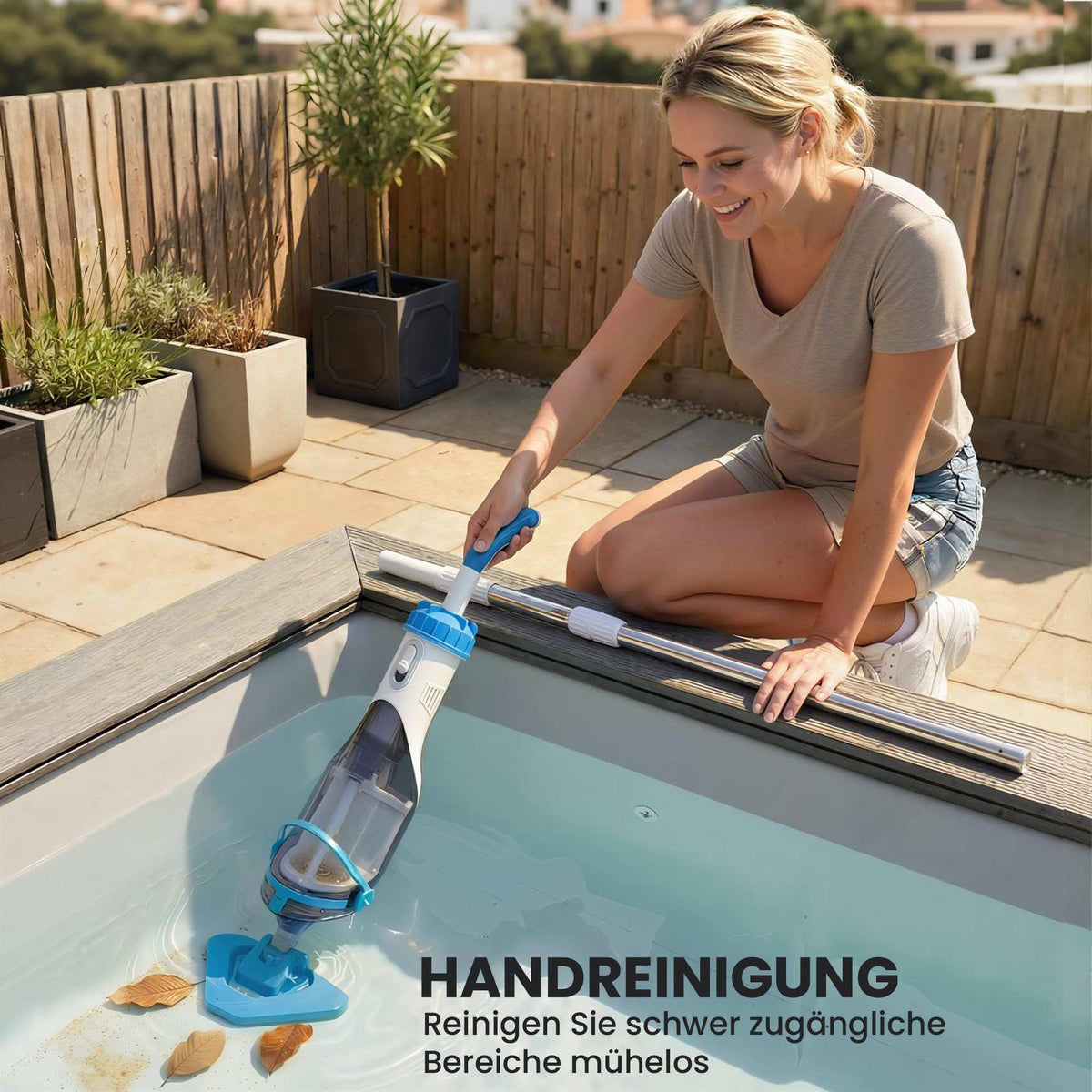 Cordless Pool Vacuum Cleaner, 40W Motor, Telescopic Pole