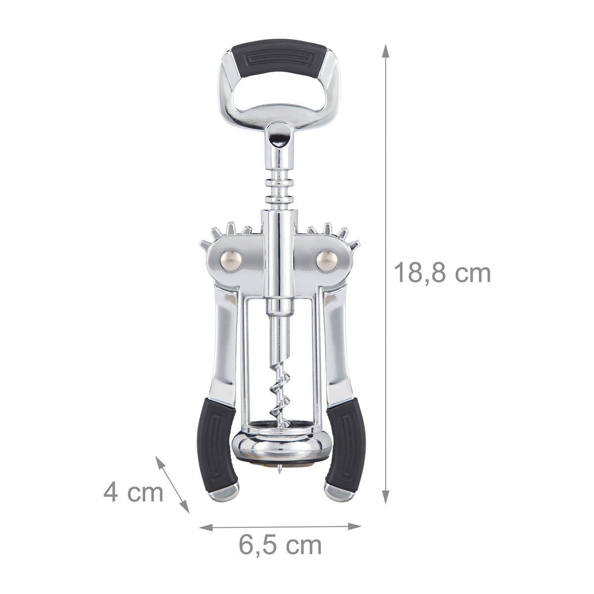 Corkscrew with lever and bottle opener