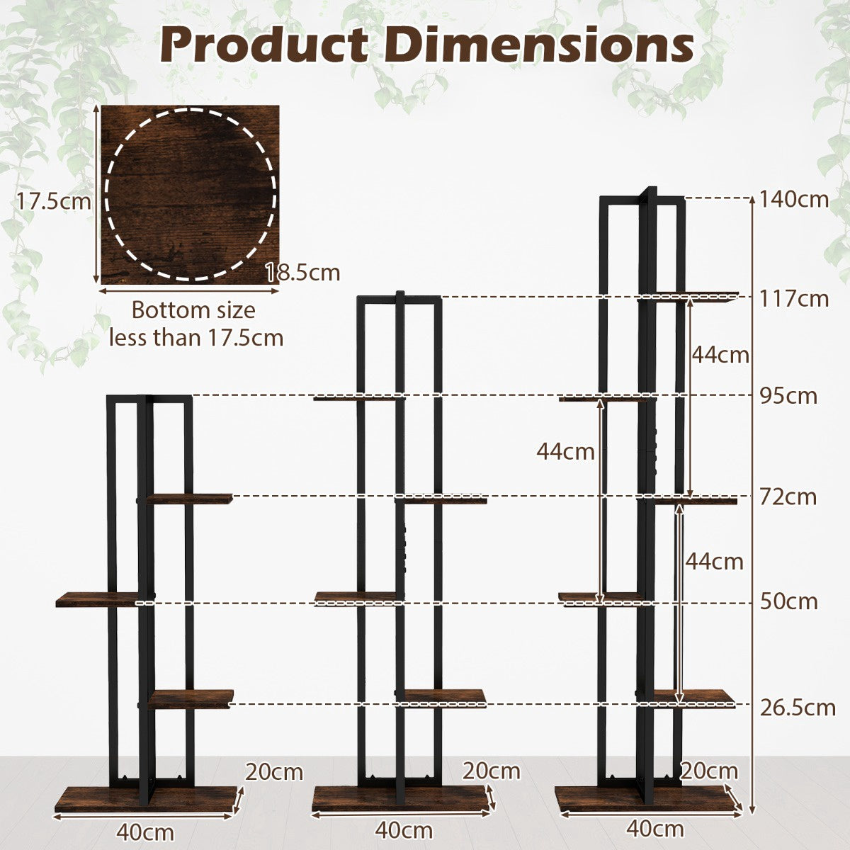 Corner Plant Stand Set, 3-Pack 4-6 Tier, Anti-Tip