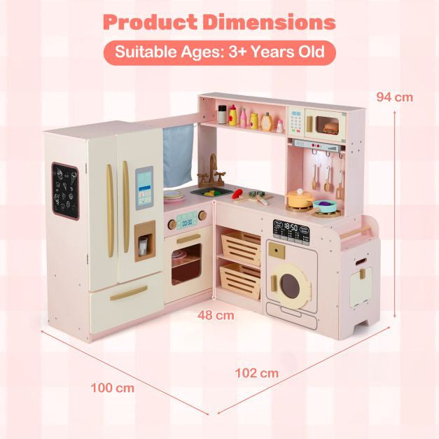Corner Play Kitchen Set With Lights, Sounds, 22-Piece