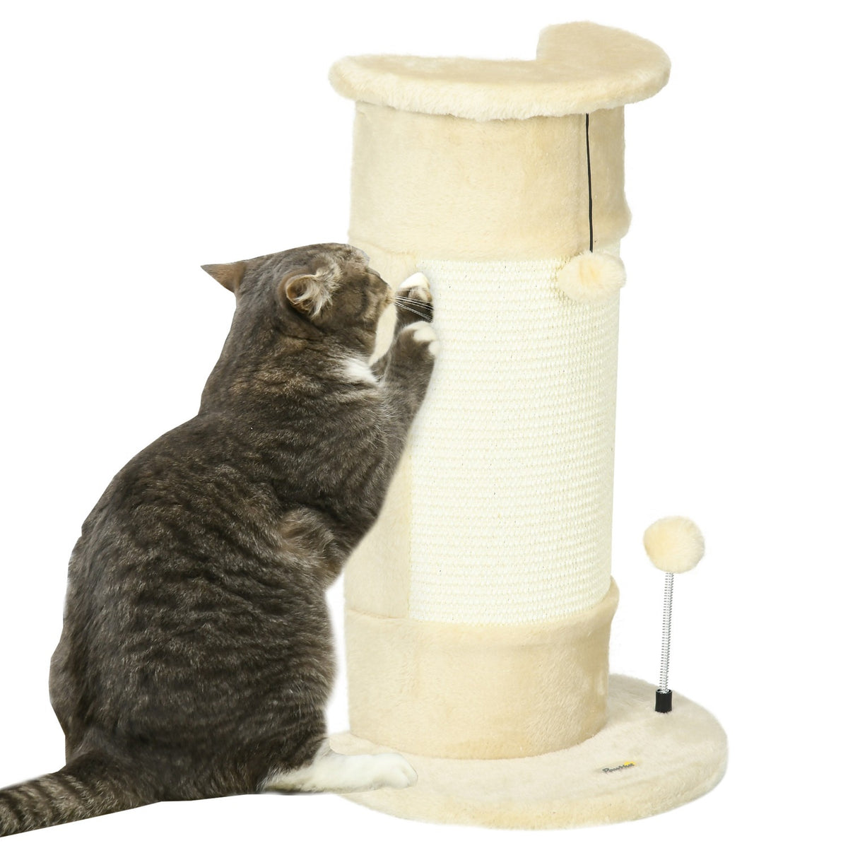 Corner Scratching Post 58 Cm Scratching Post For Cats With Scratching Ball, Made Of Sisal, Cream White