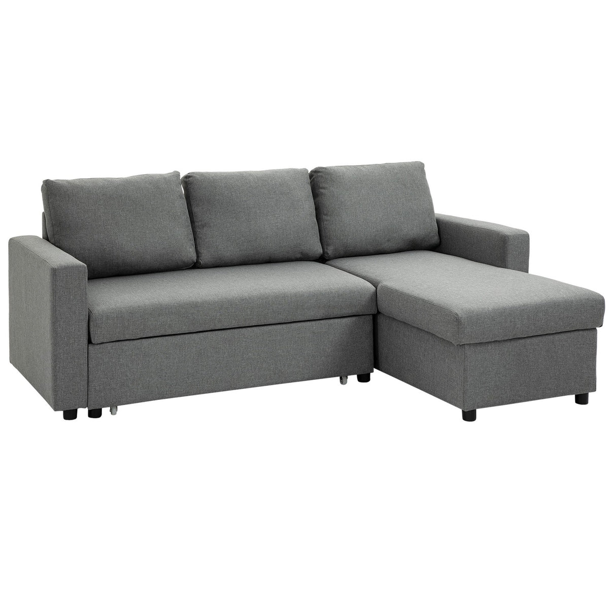 Corner Sofa With Sleeping Function, Storage Space, Corner Couch With Bed Box, Chaise Longue Sofa Bed, Fabric Sofa, L-Shape, Linen Touch, Light Gray 211.5 X 146 X 85 Cm