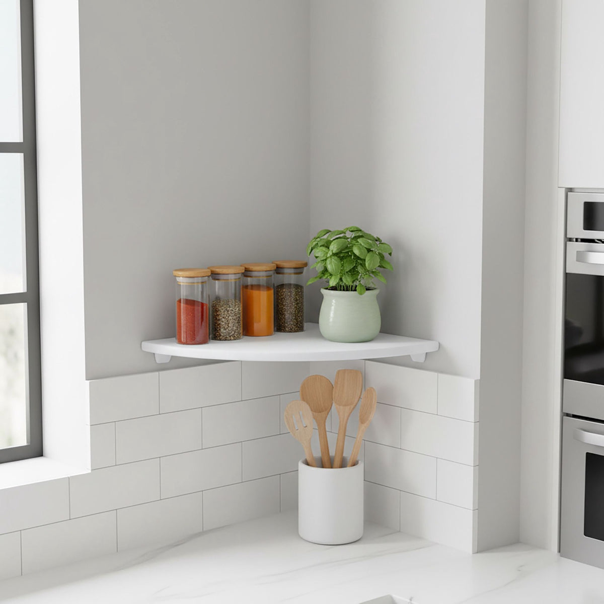 Corner Wall Shelf, Walnut – Space-Saving Storage
