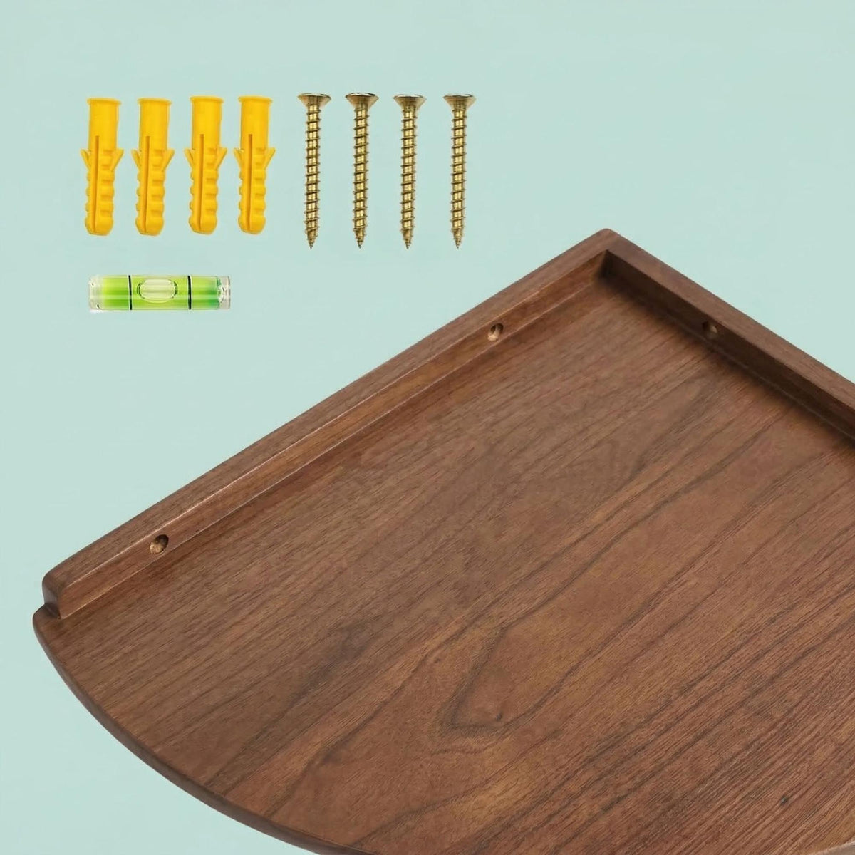Corner Wall Shelf, Walnut, Wall-Mounted Semi-Circle