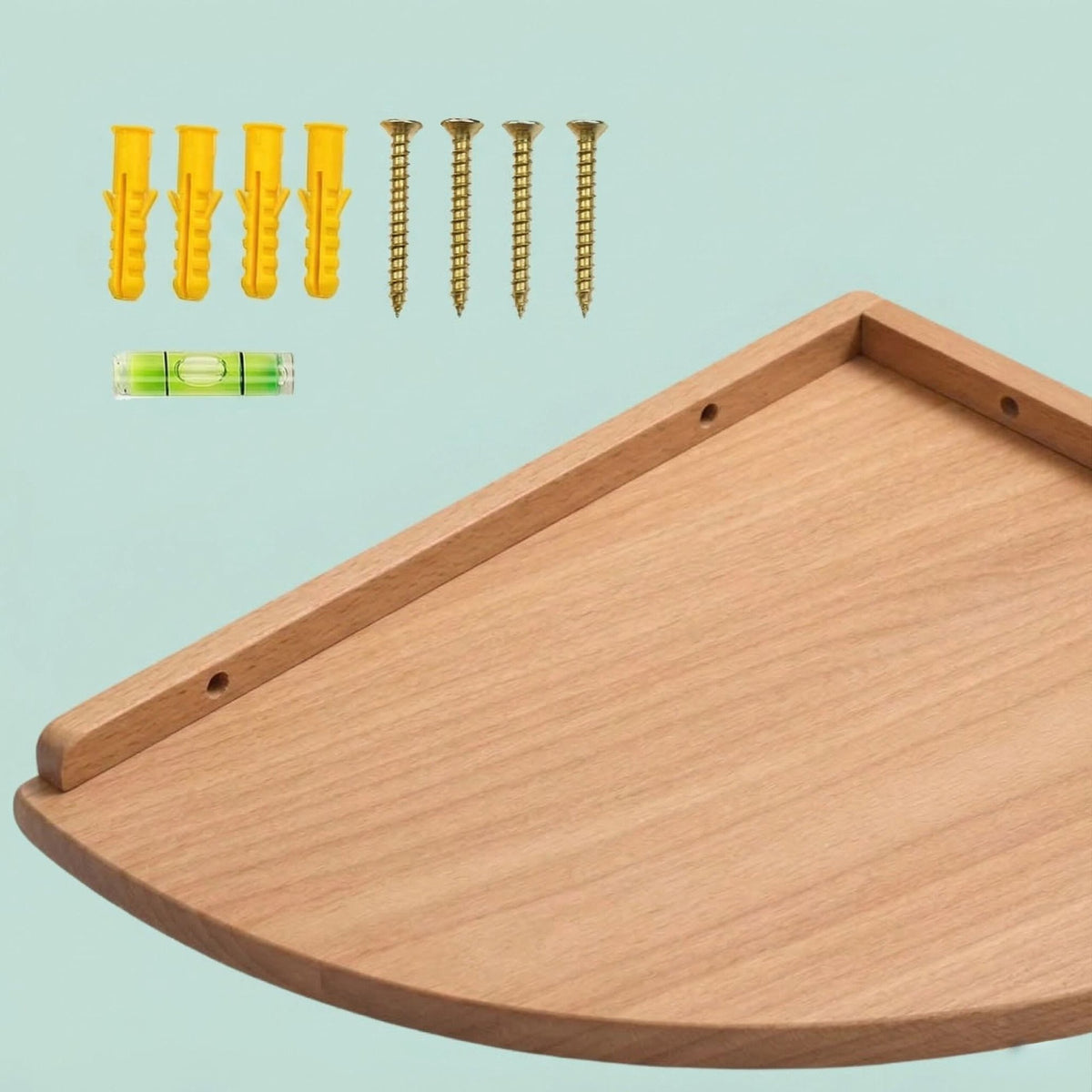 Corner Wall Shelf, Walnut, Wall-Mounted Semi-Circle