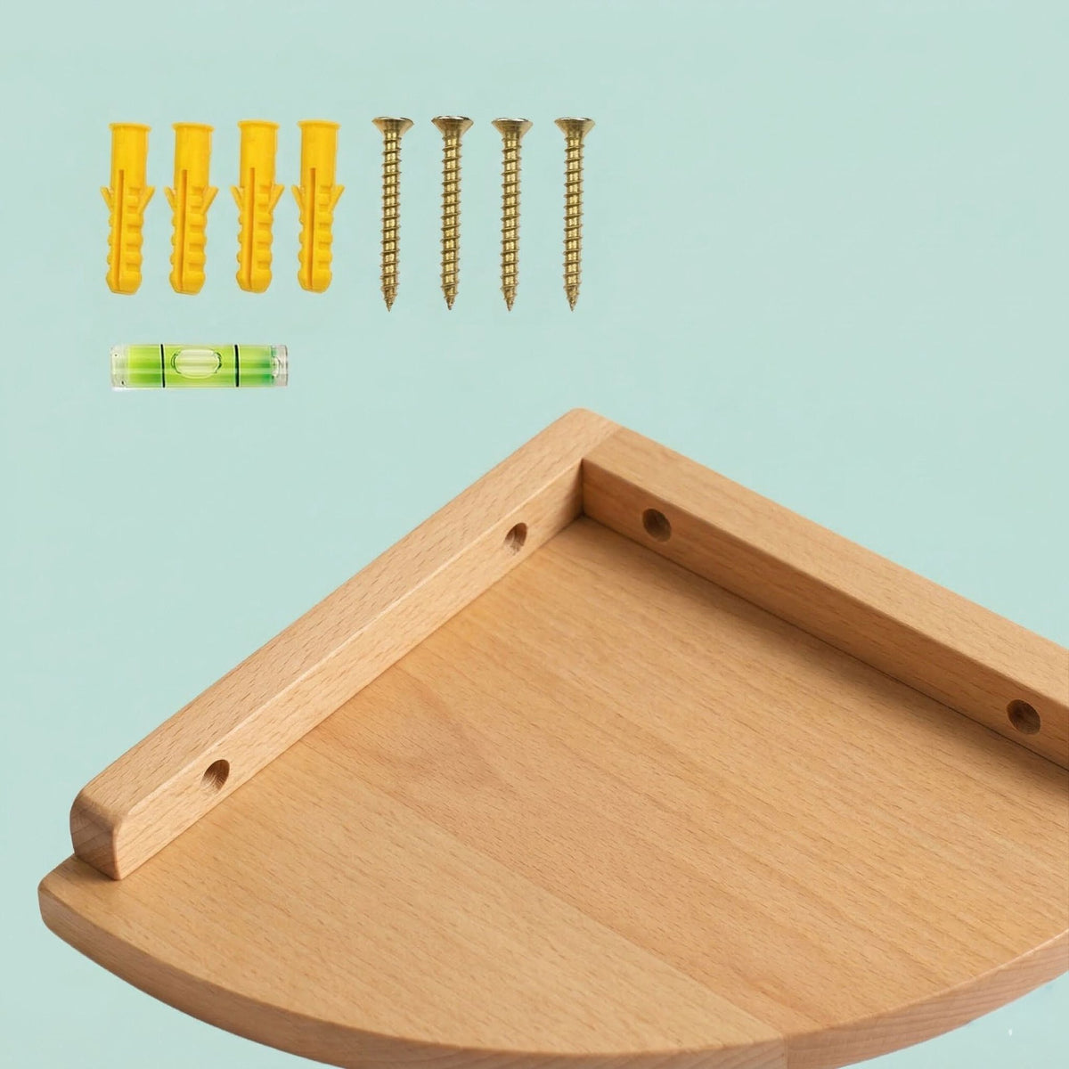 Corner Wall Shelf, Walnut, Wall-Mounted Semi-Circle