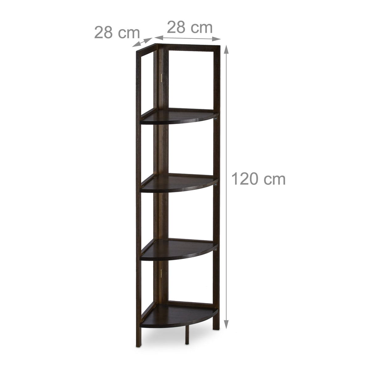 Corner shelf in bamboo with 4 shelves