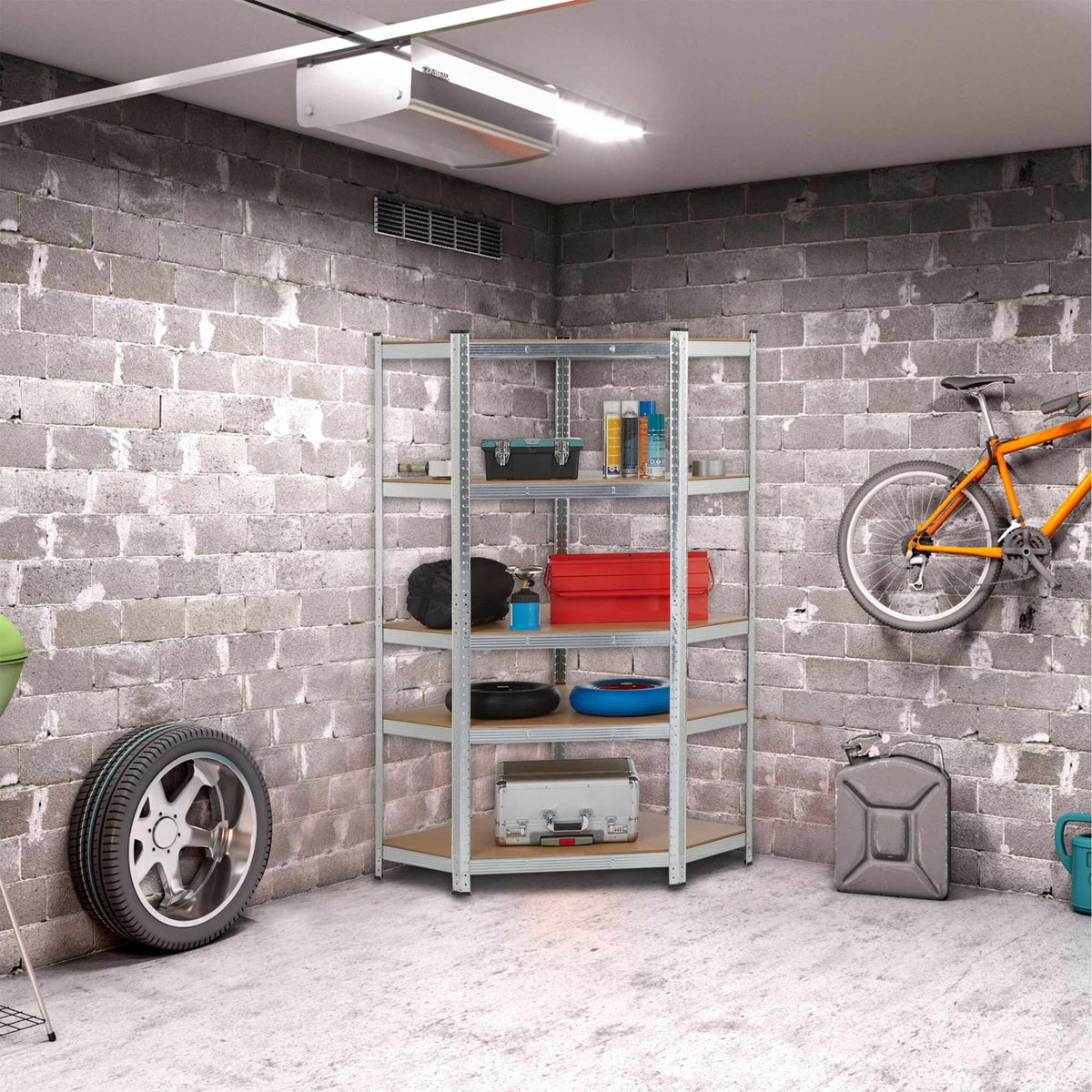 Corner shelf with 5 shelves