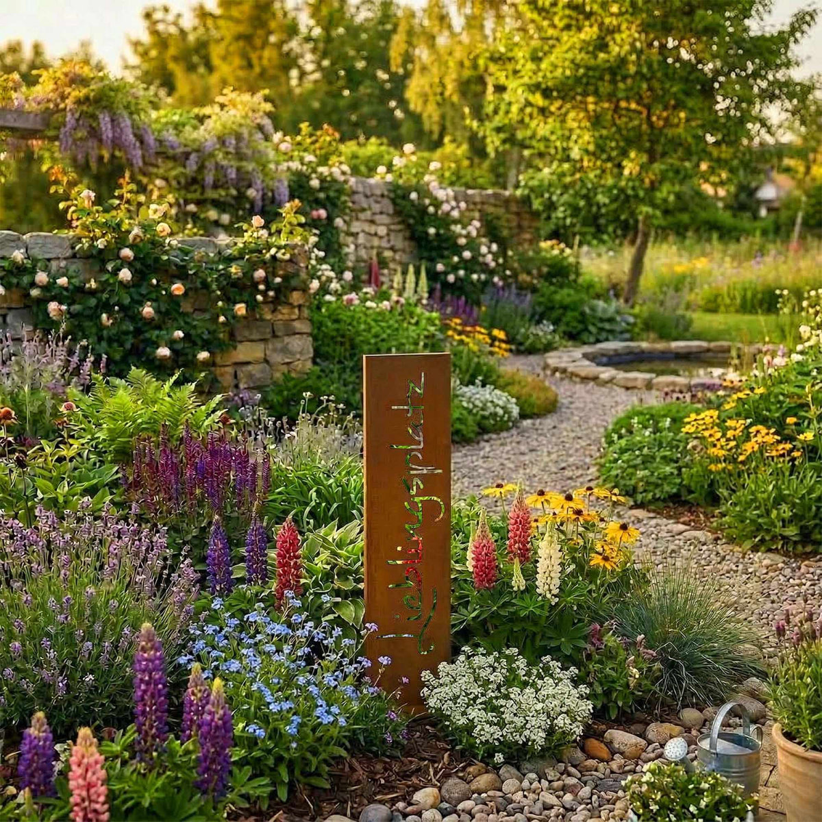 Corten Steel Garden Sign – Rustic Patina, Base Plate