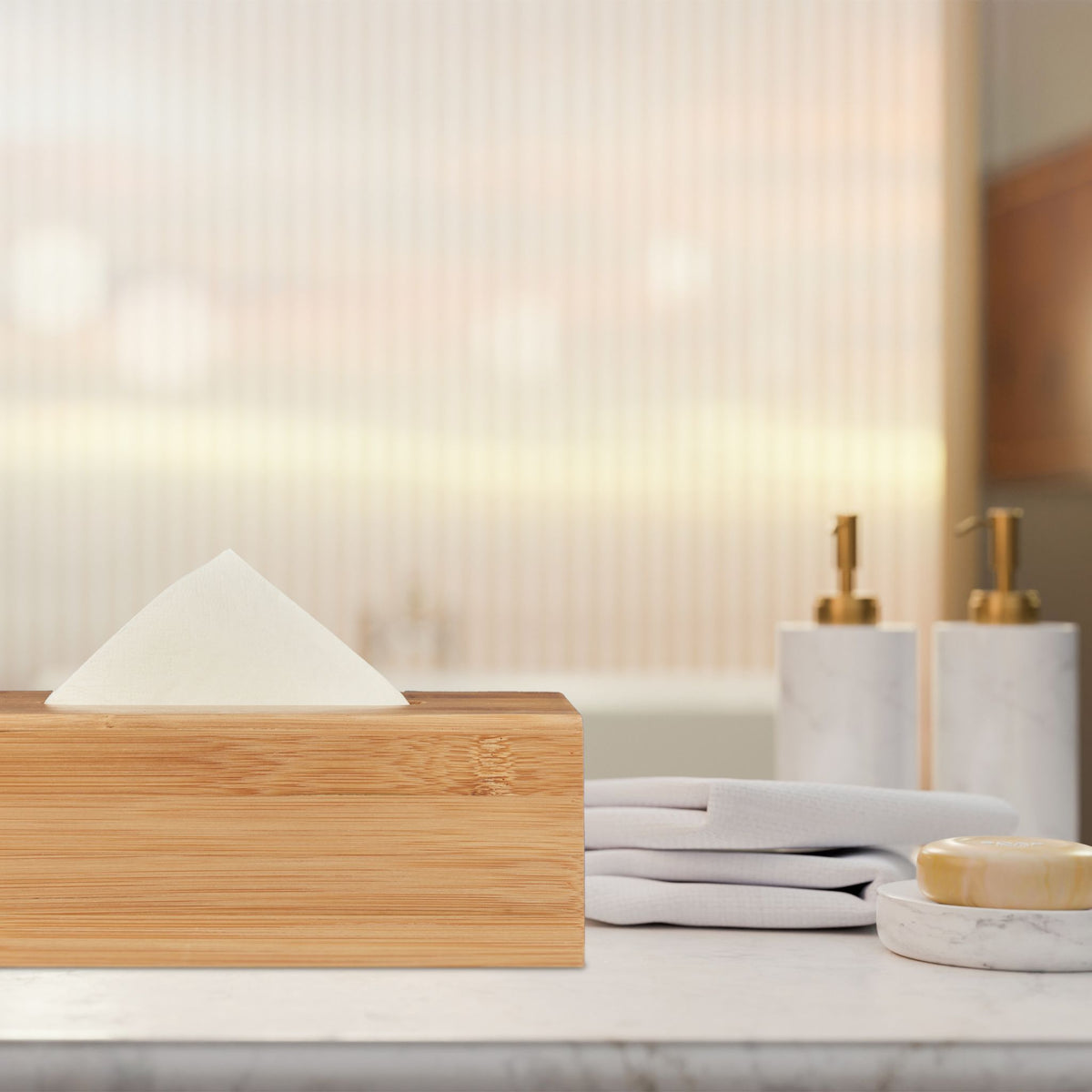Cosmetic napkin box in bamboo