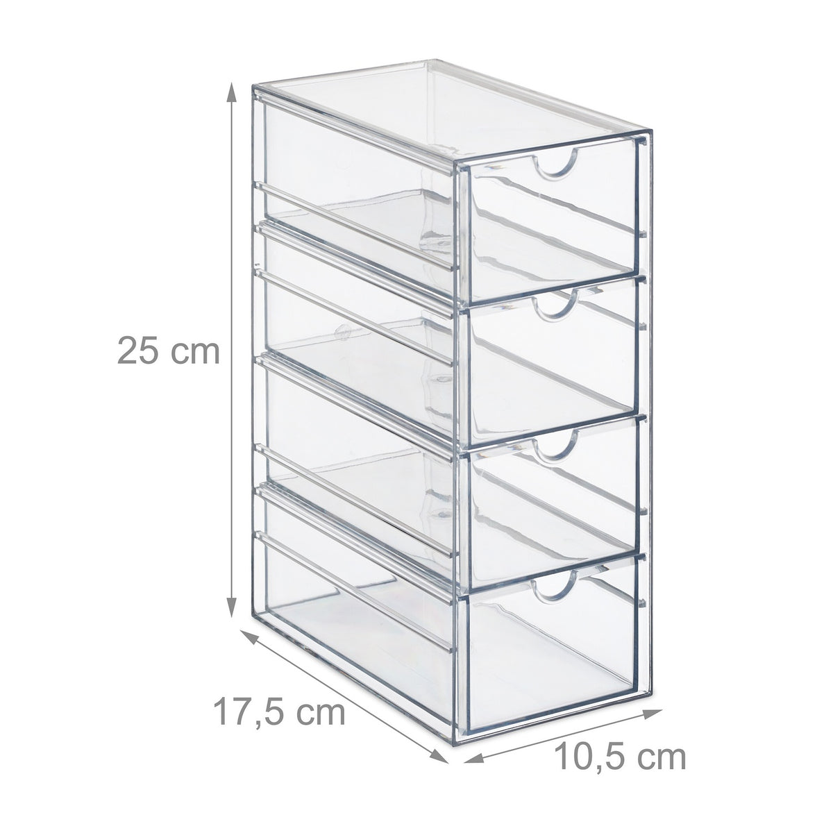 Cosmetics Organizer with 4 Drawers – Clear Plastic Storage