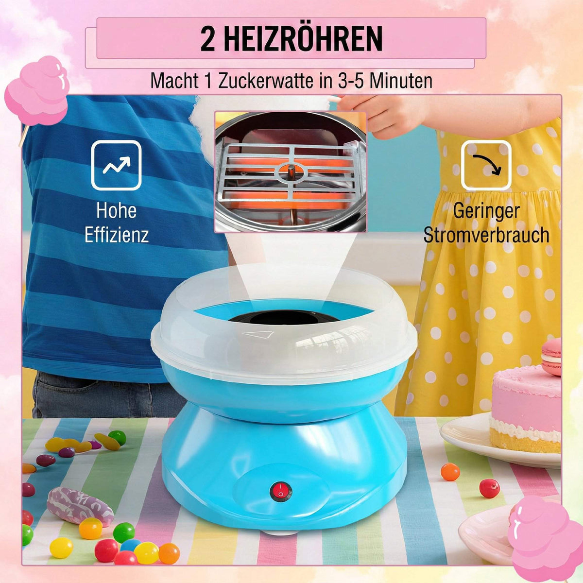 Cotton Candy Machine, 550W Home Maker, 10 Sticks