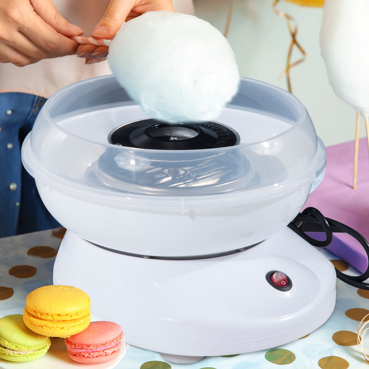 Cotton Candy Machine Model 1 In White, Ideal For Parties And Celebrations, Easy To Use