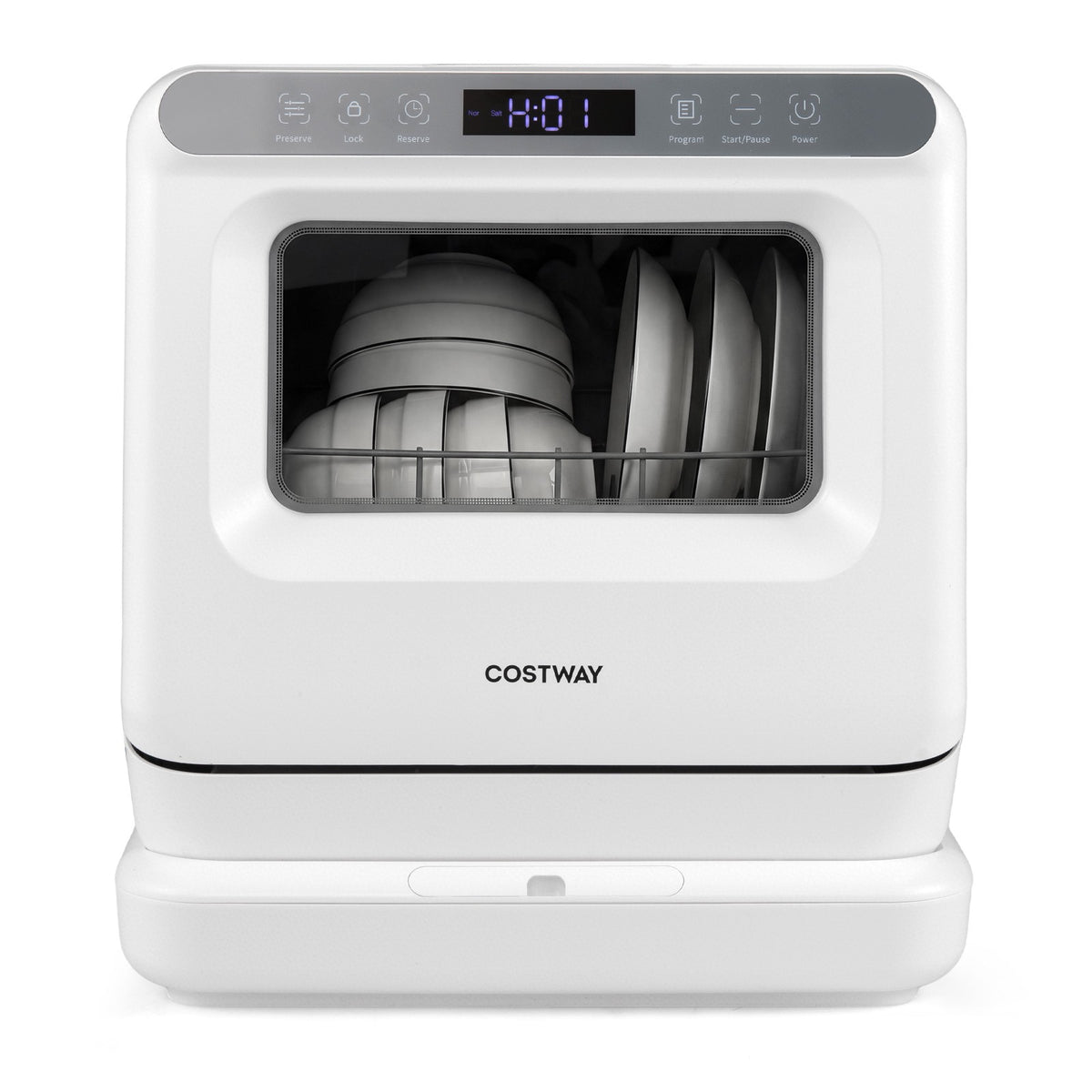 Countertop Dishwasher with 8.25L Tank, 6 Programs, White