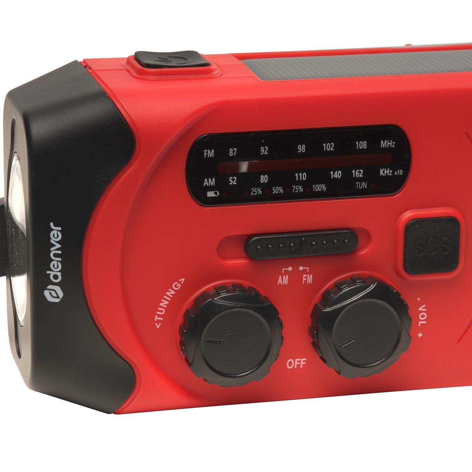 Crank radio with solar charging