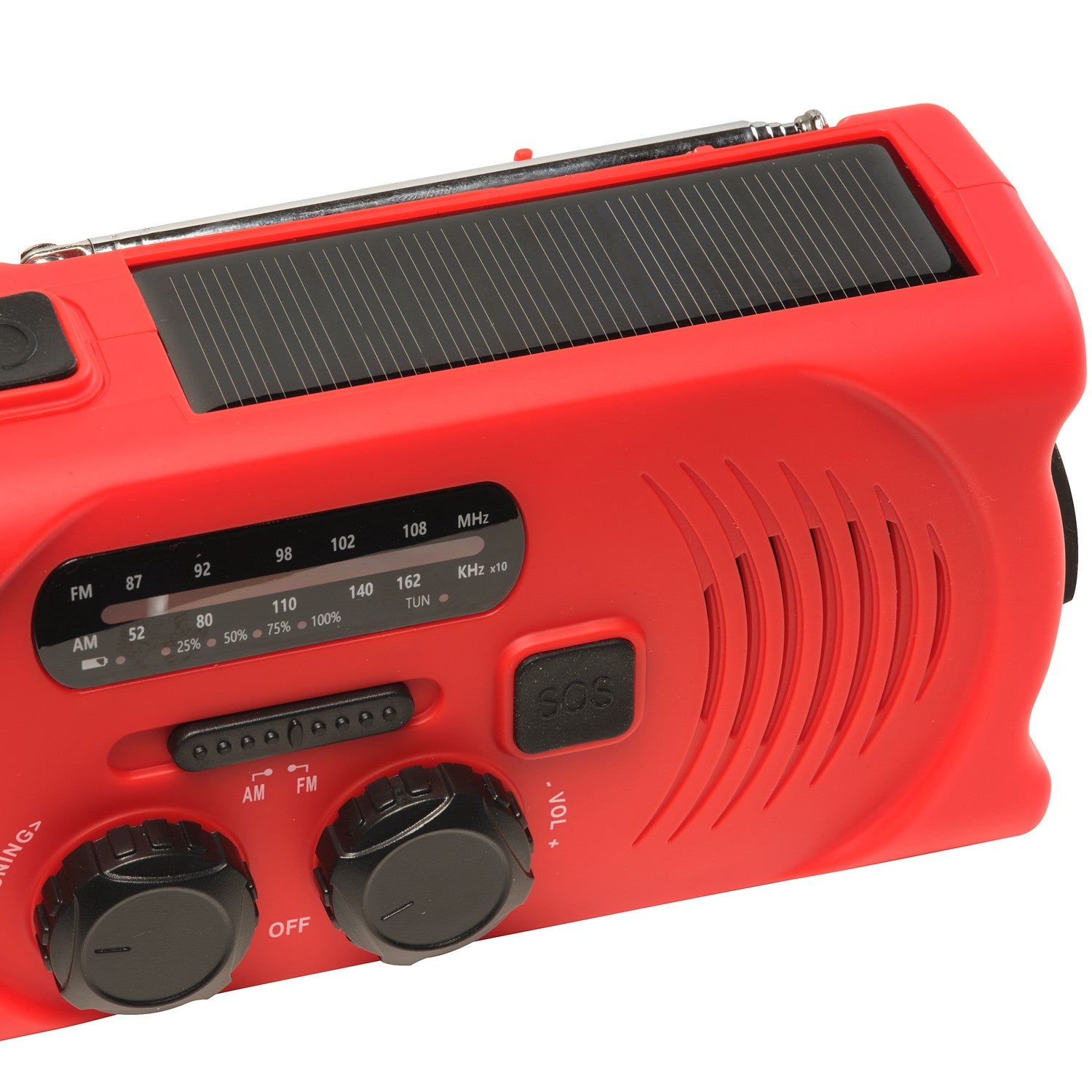 Crank radio with solar charging