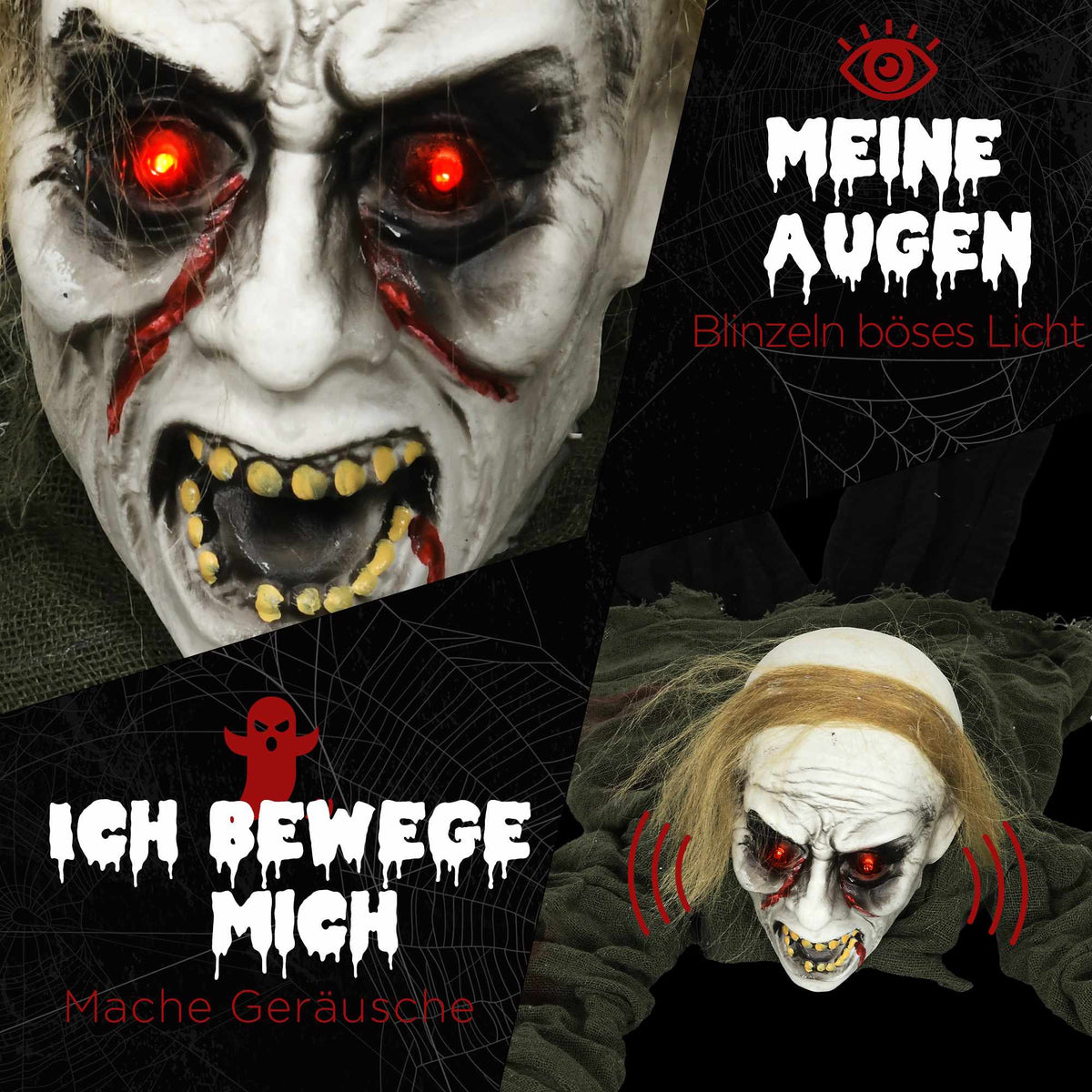 Crawling Zombie Halloween Decoration with Glowing Eyes