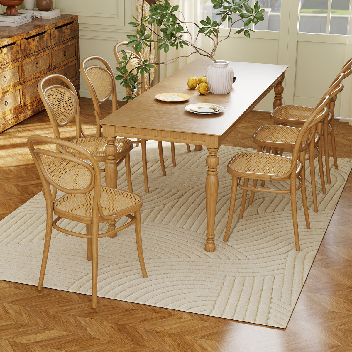 Cream White Area Rug, 15mm Pile, Non-Slip, 230x160 cm
