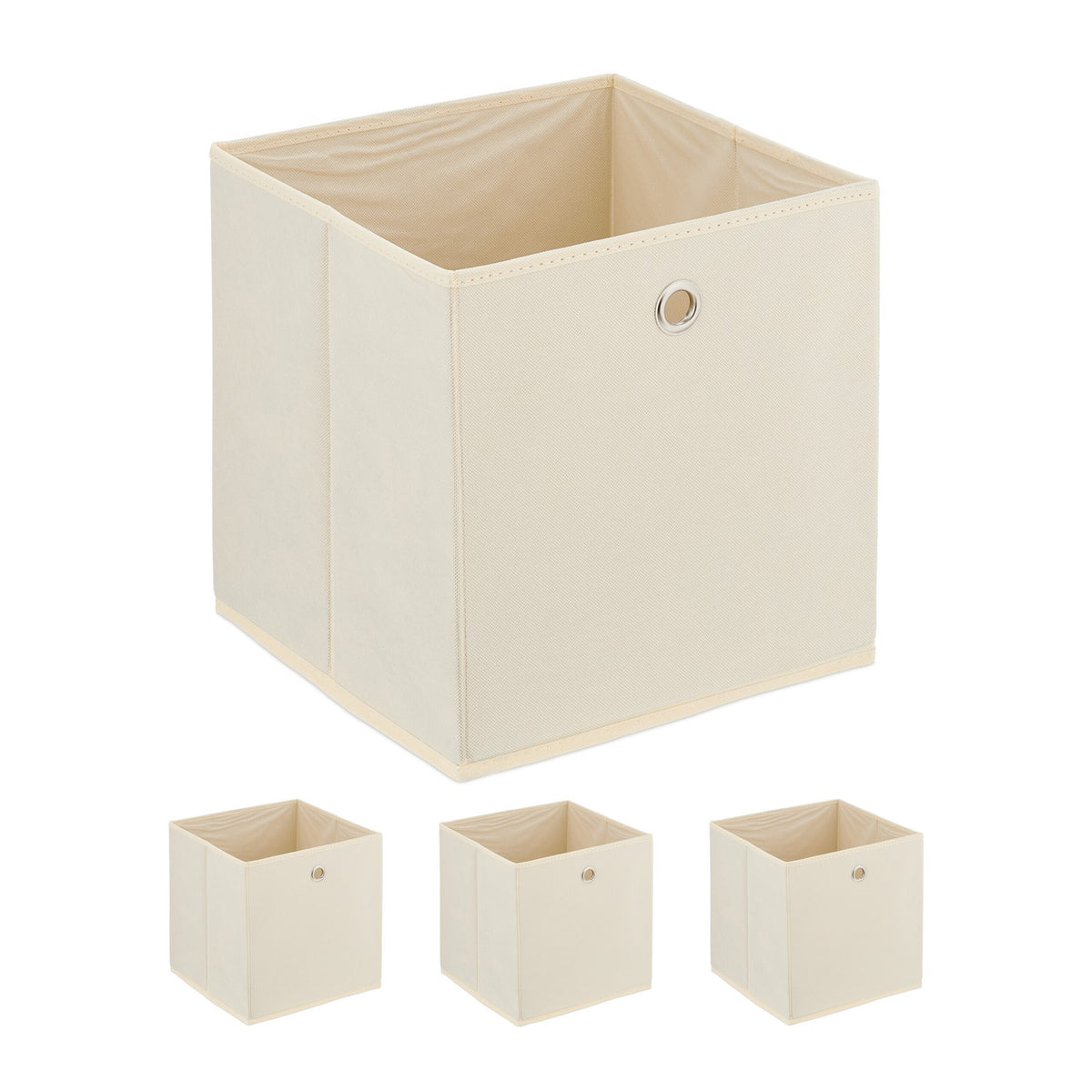 Creme Storage Boxes with Grip, Set of 4